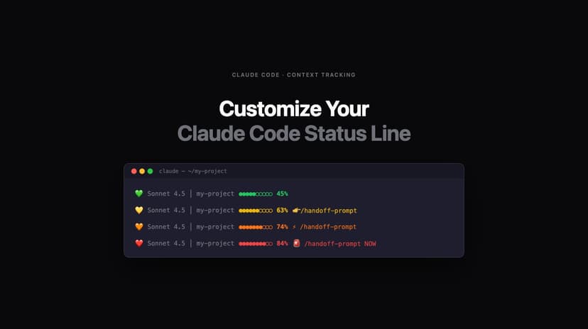 Claude Code statusline showing color-coded context window progress bar